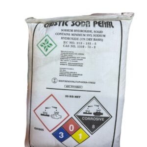 Caustic Soda Pearl 25kg Bag – 99% Sodium Hydroxide – Arabian Alkali Co. Made in Saudi Arabia